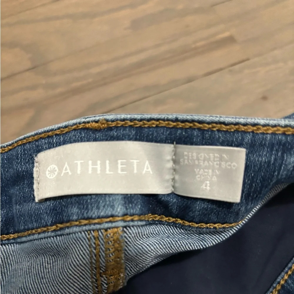 Athleta Sculptek Skinny Jeans Stretch‎ Two Tone Dark Blue Stripe Sz 4 - Picture 4 of 7